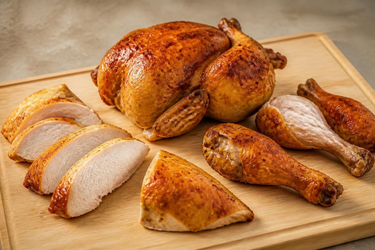 Calories du poulet rôti : entier, blanc, cuisse, avec ou sans peau