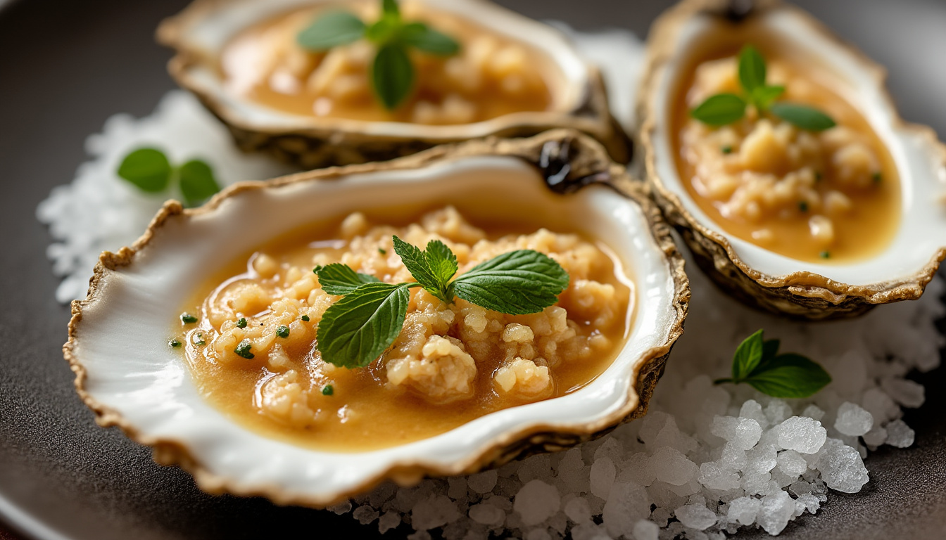 découvrez une recette d'huître chaude gastronomique raffinée, préparée avec des échalotes délicates et une touche de champagne pour sublimer vos papilles.