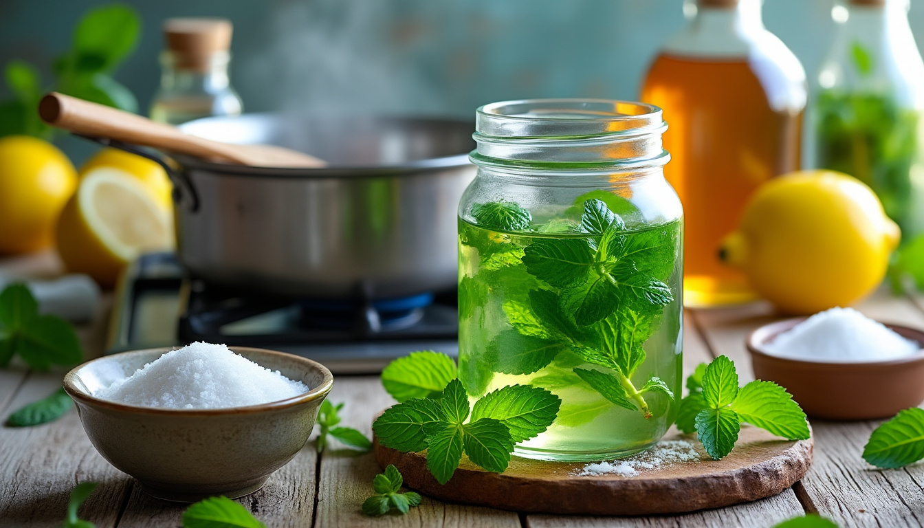 découvrez notre recette facile de sirop de menthe maison, avec des conseils pour la conservation et des variantes sans sucre pour une boisson rafraîchissante et saine.